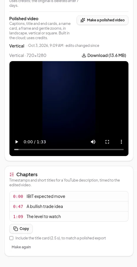 Screenshot for Chapters and zooms for recordings in Vidonto