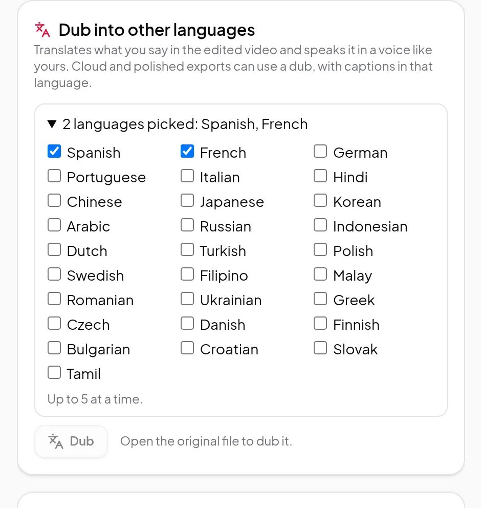 Screenshot for Dub into other languages in Vidonto