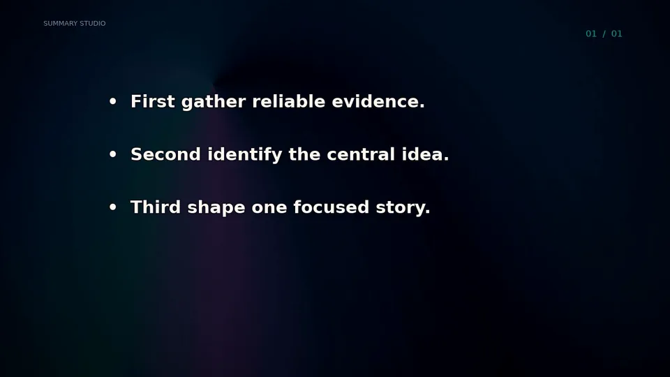 A landscape frame with three bullet points, the third one just appearing as the narration reaches it