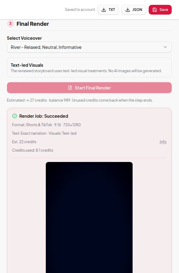 Screenshot for AI voice-over narration in Vidonto