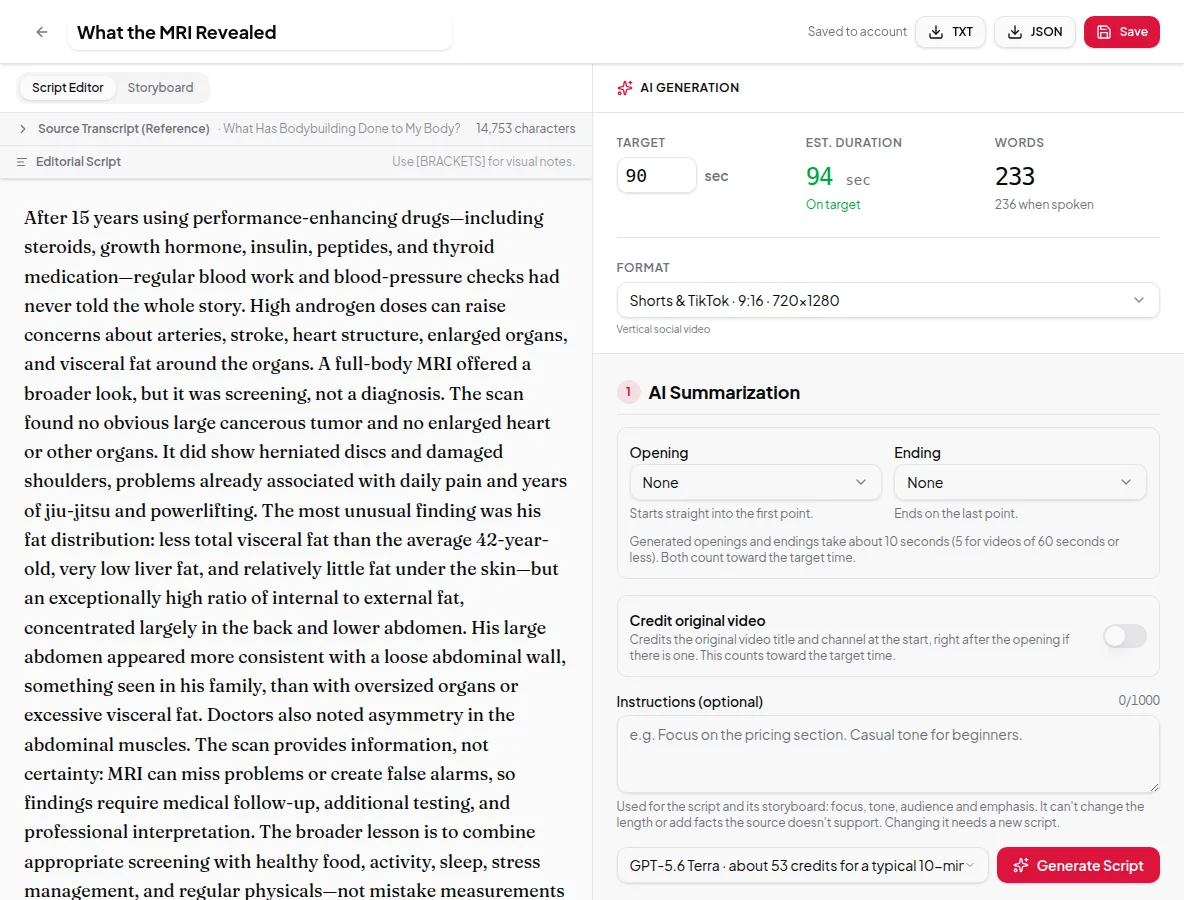 Screenshot for YouTube video to summary video in Vidonto
